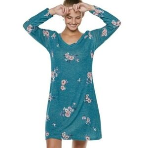 SO Teal Floral Print Sheath Dress Juniors X-Large